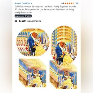 Yellow Beauty and Beast Party Plates and Napkins - Kids Party Supplies